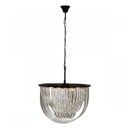 Iron and Crystal Wide Pendant Light