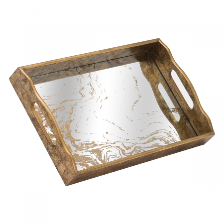Mirrored Tray with Marbling Effect