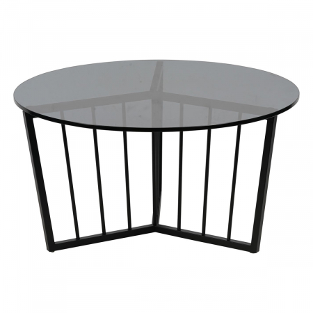 Abington Black Frame and Tinted Glass Round Coffee Table